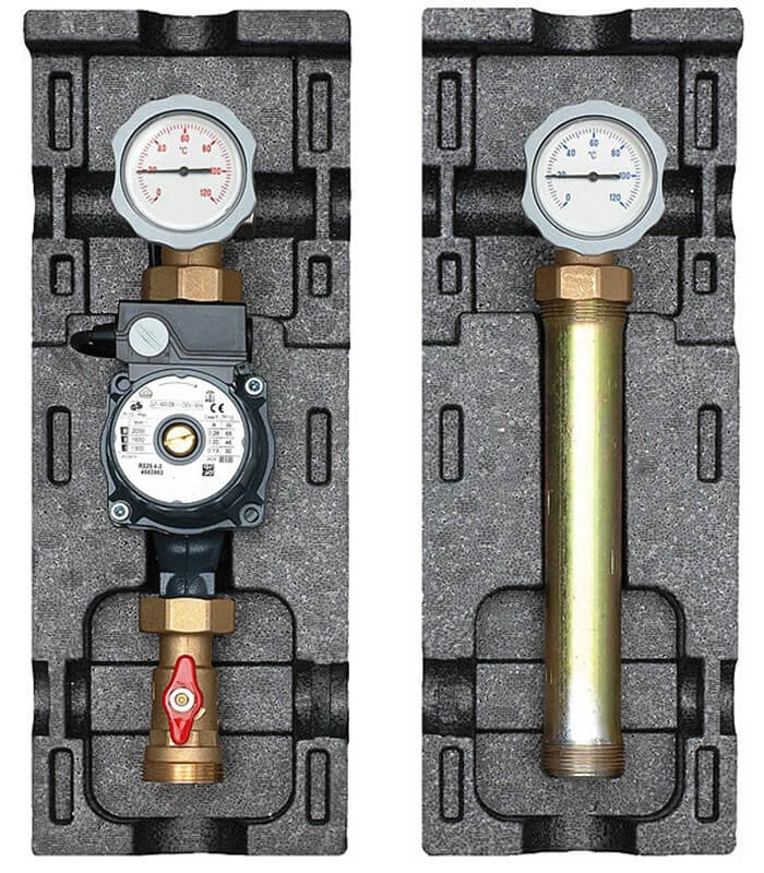 Группа V-MK DN25(1) без насоса, контур со смесителем, подача слева